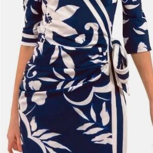 Gretchen Scott Designs Navy and White Wrap Me Up Dress floral Size S